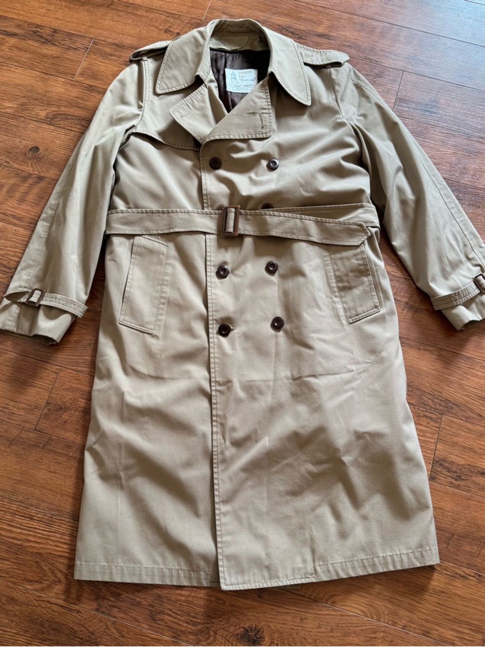 Vintage London Fog Men’s Belted Trench Coat Jacket Lined Beige 42 X-Long Tall